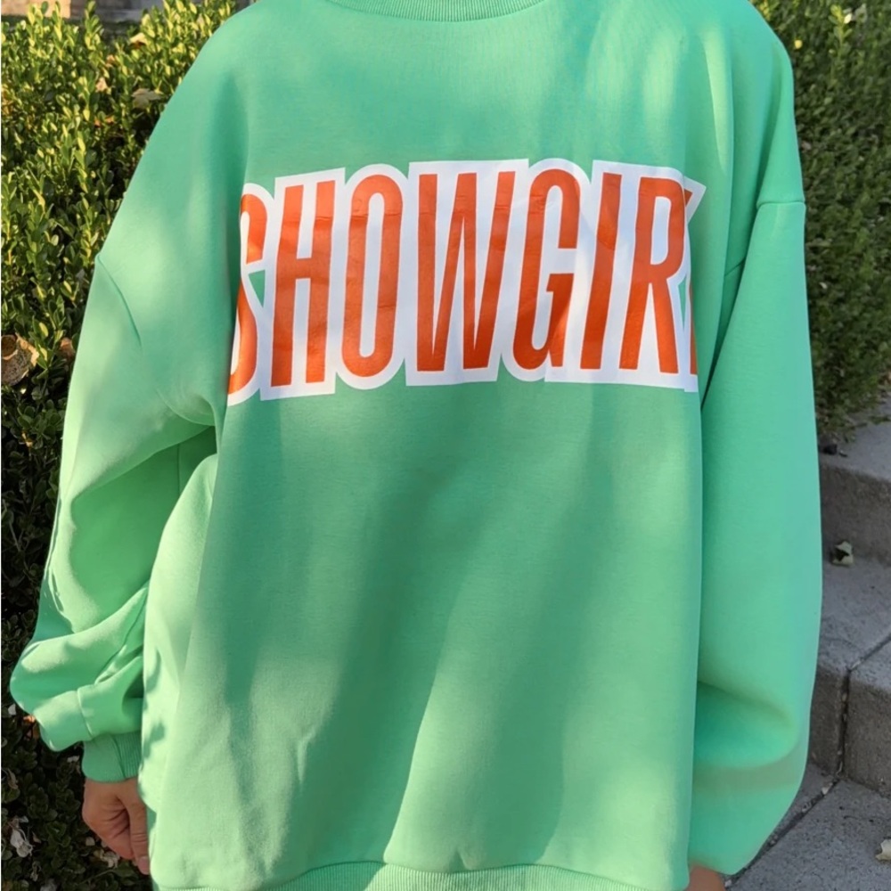 Taylor Swift reversible green/burnt orange sweatshirt SHOWGIRL - TS 12